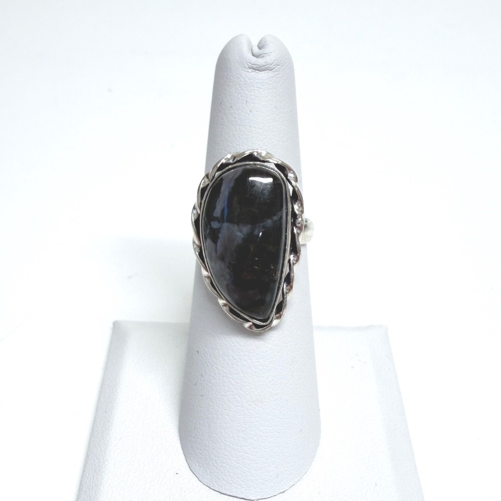 Hand Crafted Gabbro Ring Women Size 5-8 Silver Plated Natural Gemstone Ring